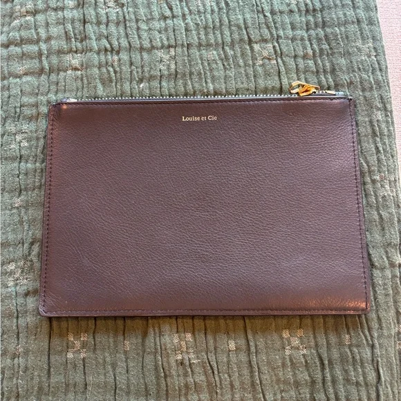 Louise et Cie Black and Cream Striped Leather Cosmetic Bag - Picture 2 of 8